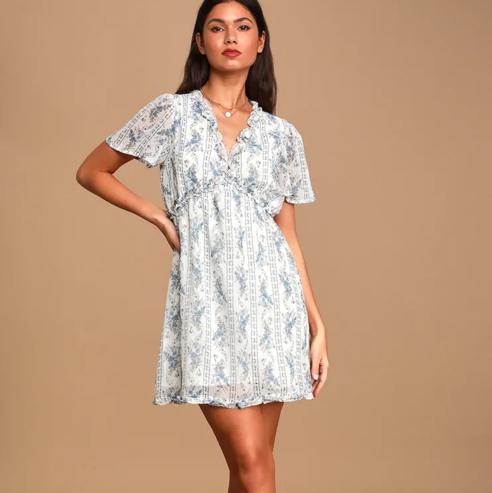 Lulu's Floral Print Ruffled Mini Dress - Picture 2 of 7